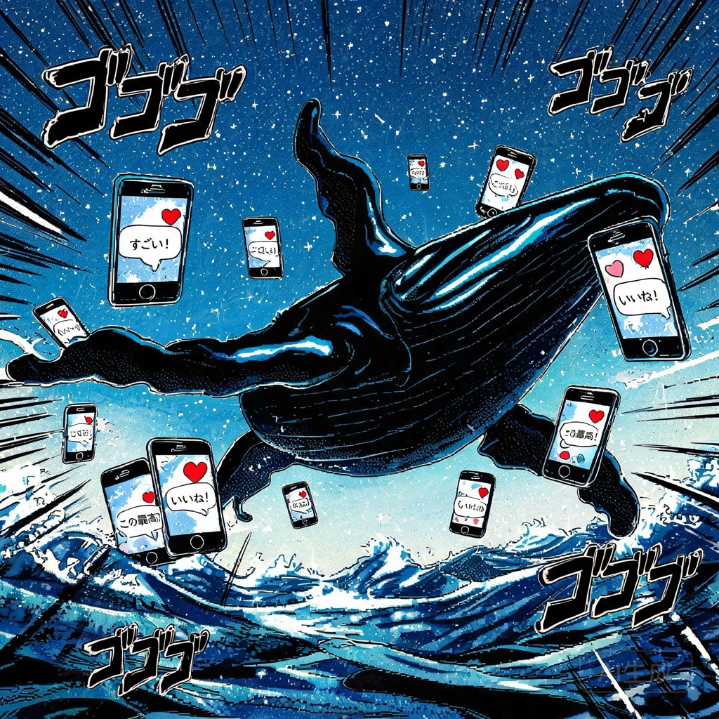 被讨论区屏幕环绕的黑鲸